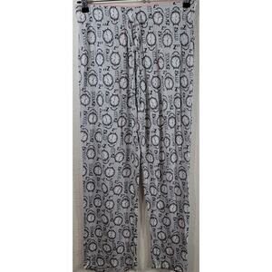 Isaac Mizrahi Gray Black Pink Clock Print PJ Bottoms Medium Lightweight Soft